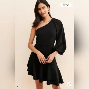 ELLIATT Cadence Dress Womens Medium Black One Shoulder Asymmetric Ruffle